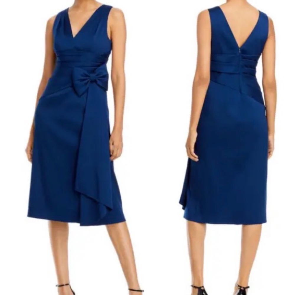 NWT Aidan Mattox Surplice V-Neck Split Hem Midi Dress